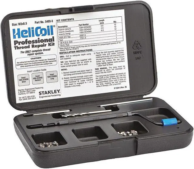 Alt view image 2 of 2 - HELI-COIL 5403-3 Thread Repair Kit,304 SS,M3X0.5,36 Pcs