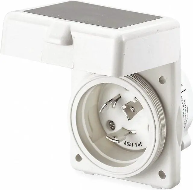 Alt view image 2 of 6 - HUBBELL WIRING DEVICE-KELLEMS HBL303NM 30A Marine Flanged Locking Inlet 2P 3W