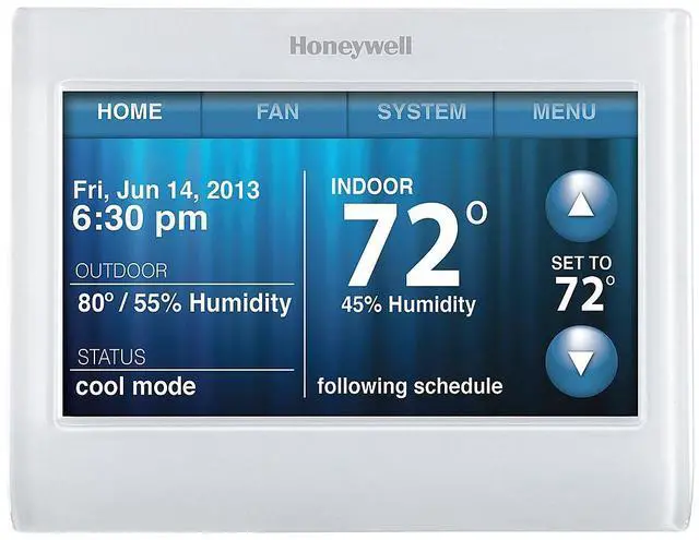 Alt view image 5 of 20 - Honeywell TH9320WF5003 Wi-Fi 9000 Color Touchscreen Programmable Wi-Fi Thermostat (3H/2C)