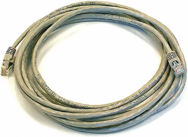 Main image of Monoprice Cat6 Ethernet Patch Cable - 14 Feet - Gray | Network Internet Cord - RJ45, Stranded, 550Mhz, UTP, Pure Bare Copper Wire, 24AWG