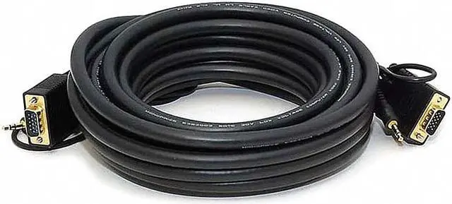 Alt view image 5 of 12 - Monoprice Super VGA Cable - 25 Feet - HD15 Male/Male with Stereo Audio and Triple Shielding (Gold Plated)