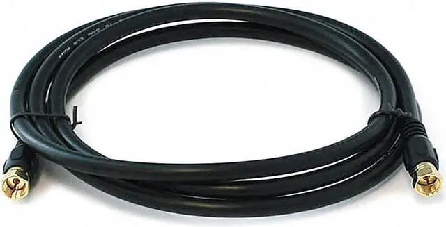 Alt view image 2 of 11 - Monoprice 6ft RG6 (18AWG) 75Ohm, Quad Shield, CL2 Coaxial Cable with F Type Connector - Black