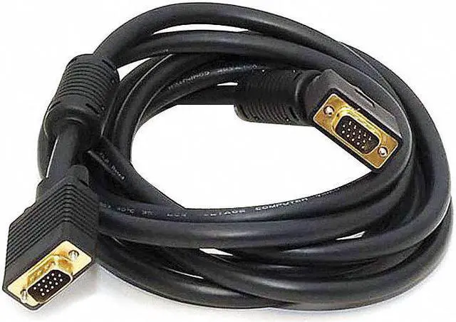 Alt view image 4 of 12 - Monoprice Super VGA Cable - 10 Feet - Black | Male to Male Monitor Cable with Ferrite Cores (Gold Plated)