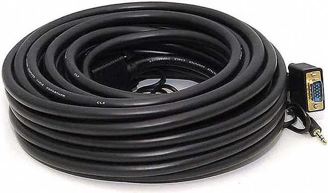 Alt view image 4 of 7 - Monoprice Super VGA Cable - 50 Feet - HD15 Male/Male with Stereo Audio and Triple Shielding (Gold Plated)