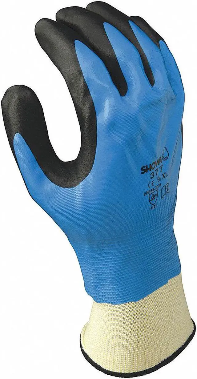 Main image of SHOWA 377XL-09-V Coated Gloves, Nitrile, Sandy, Full, Not Rated Abrasion Level,