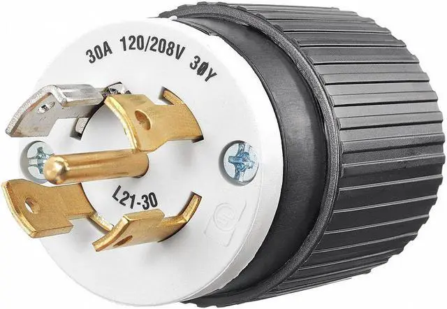 Main image of 30A Locking Plug 4P 5W 120/208VAC L21-30P BK/WT BRYANT 72130NP