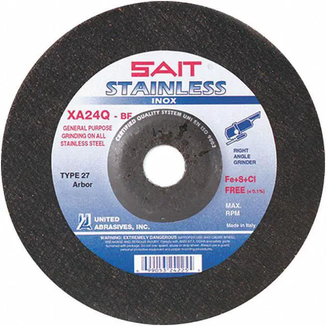 Main image of UNITED ABRASIVES-SAIT 24230 Depressed Center Wheels, Type 27, 9 in Dia, 0.25 in