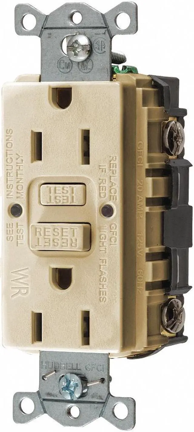 Alt view image 2 of 2 - 15A Commercial Receptacle, Ivory; Tamper Resistant: No