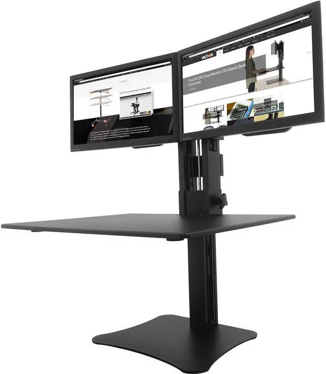 Alt view image 14 of 20 - Victor DC350 High Rise Collection Dual Monitor Sit-Stand Desk Converter, 28 X 23 X 15.5, Blk