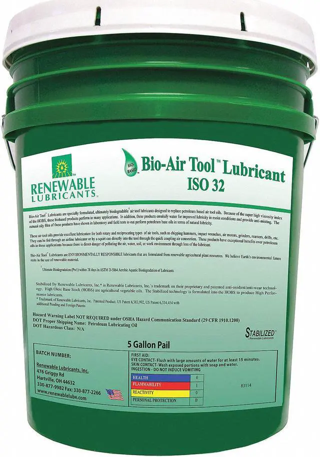 Main image of Biodegradable Air Tool Oil, Air Tool Oil, 5 gal. Container Size