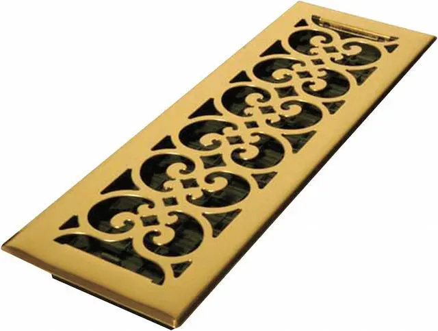 Alt view image 2 of 2 - DECOR GRATES SPH414 Floor Register 5.5 X 15.5, Bright Brass, Brass