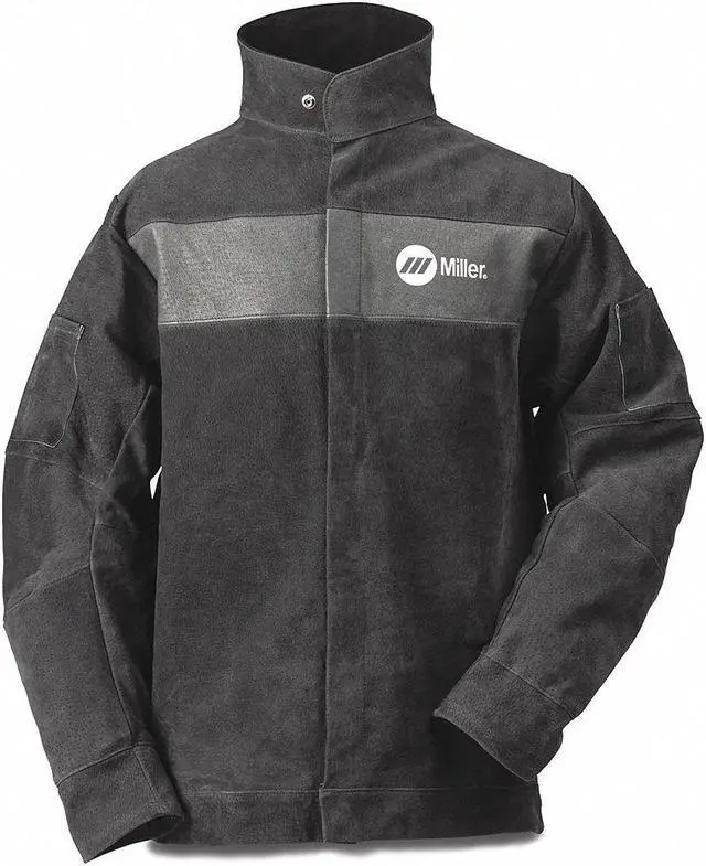 Alt view image 2 of 5 - MILLER ELECTRIC 273216 Welding Jacket,2XL,30" L,Gray,Leather