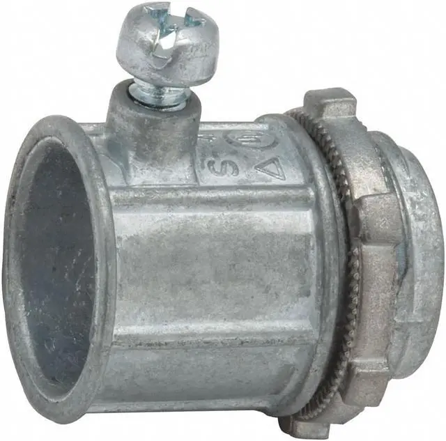 Main image of RACO 2608 EMT Grounding Connector, 2 in, Set Screw, Zinc Alloy, Zinc Plated,
