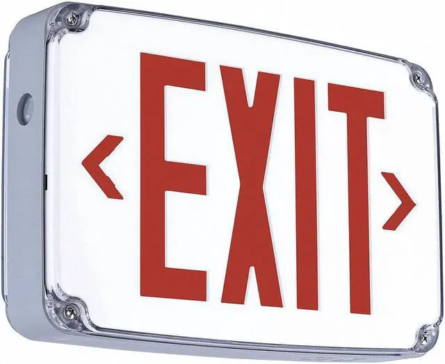 Main image of Hubbell Lighting - Compass Exit Sign with Battery Backup,2.7W,Red HAWA CEWDRE