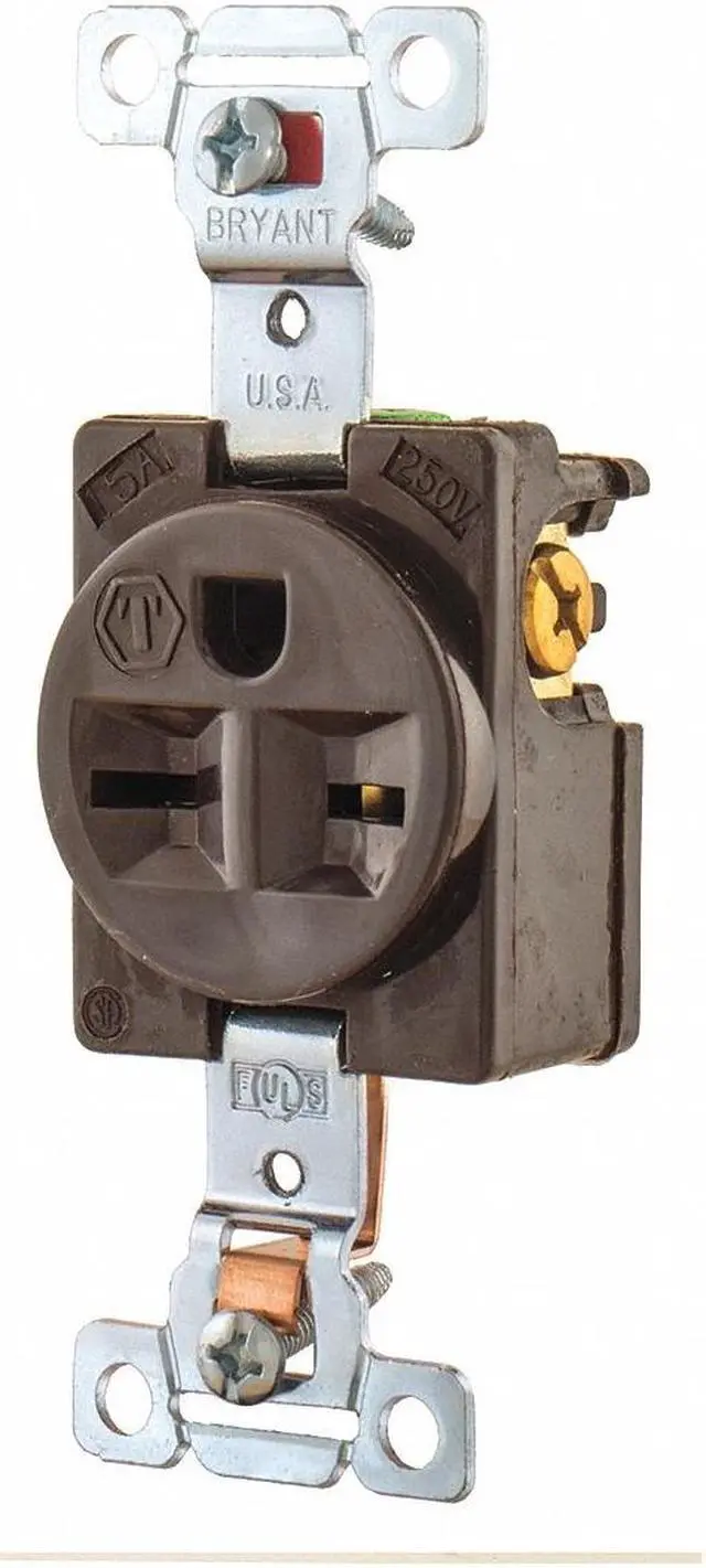 Main image of BRYANT 5661 15A Single Receptacle 250VAC 6-15R BN