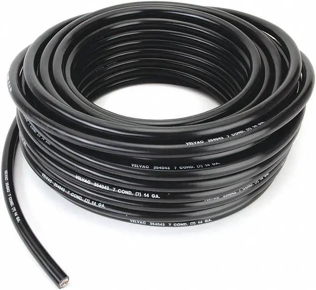 Main image of VELVAC 050042 14 AWG 7 Conductor Stranded Trailer Cable 100 ft. BK