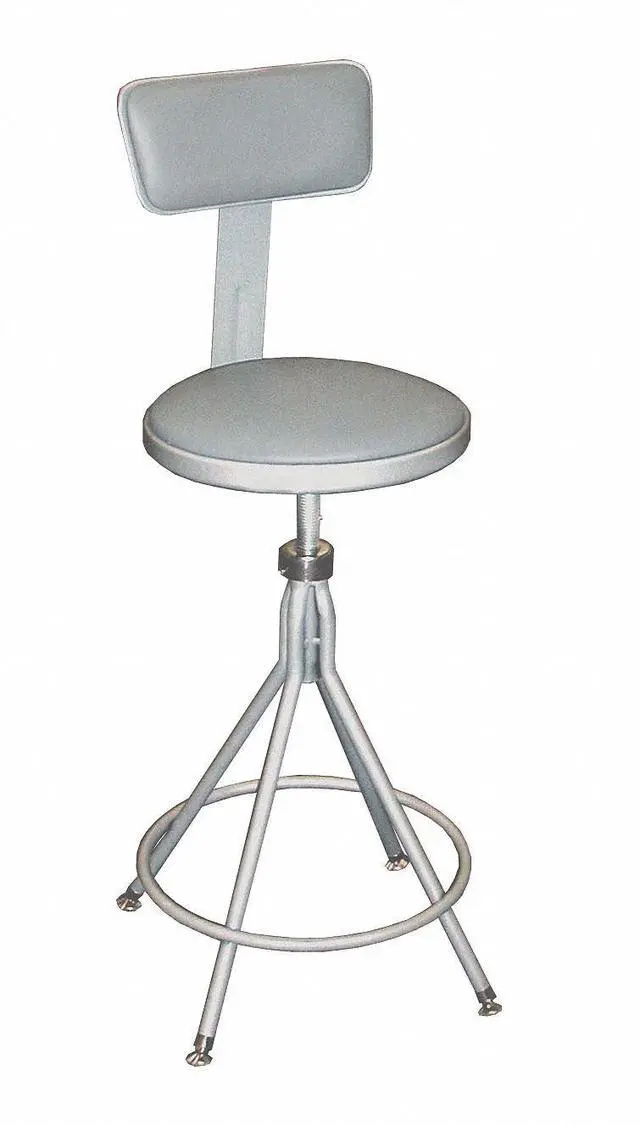 Alt view image 3 of 5 - NPS 6524HB 6500 Series Height Adjustable Heavy Duty Vinyl Swivel Stool with Backrest - Supports Up to 500 lb - 24" to 30" Seat Height - Gray