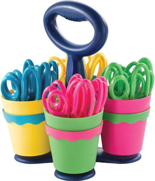 Alt view image 2 of 9 - Westcott 14755 Scissor Caddy with 24 5" Length Kids' Pointed Scissors- Assorted