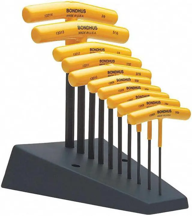 Alt view image 2 of 2 - Bondhus 116-13390 10-Pc T-Handle Hex Key Set 3-32-3-8 Inch W