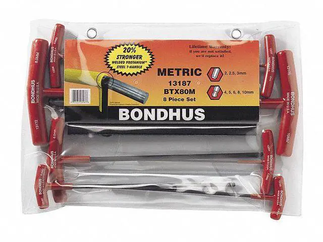 Alt view image 3 of 3 - BONDHUS 13187 Set 8 Ball End & Hex Graduated Length T-Handles 2-10mm