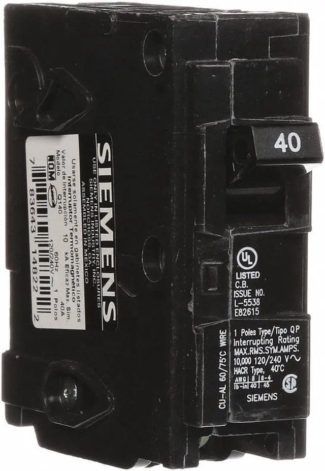 Alt view image 3 of 6 - SIEMENS Q140 Miniature Circuit Breaker, Q Series, 40A, 1 Pole, 120V AC, 10kA at