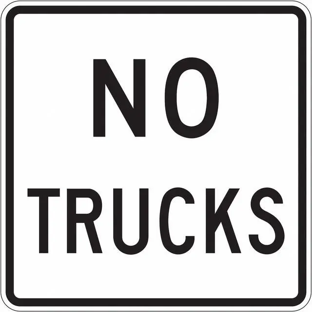 Main image of LYLE R5-2A-24DA No Trucks Traffic Sign, 24 in H, 24 in W, Aluminum, Square,