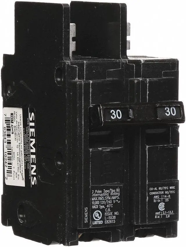 Main image of SIEMENS BQ2B030 Miniature Circuit Breaker, BQ Series, 30A, 2 Pole, 120/240V AC,