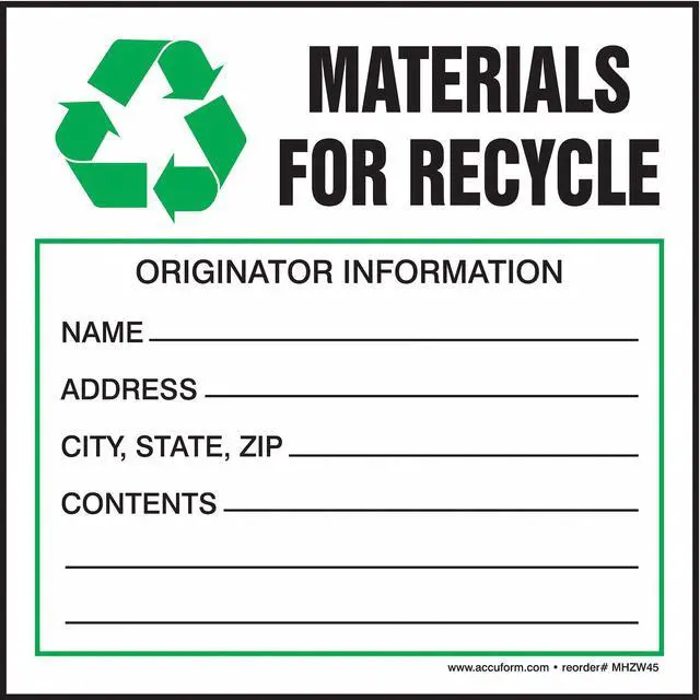 Alt view image 2 of 3 - ACCUFORM MHZW45PSC Hazardous Waste Label,6 In. H,PK100