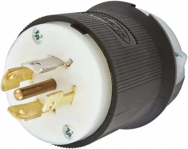 Main image of Hubbell Wiring Device-Kellems Locking Plug,Black/White,Nylon,4 Poles HBL2531