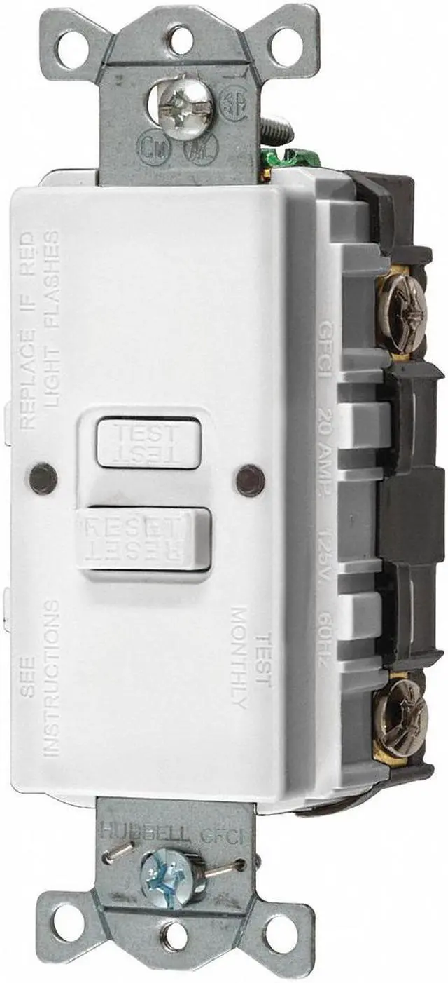 Alt view image 2 of 5 - HUBBELL WIRING DEVICE-KELLEMS GFBFST20W GFCI Receptacle, 20A, 125VAC, White