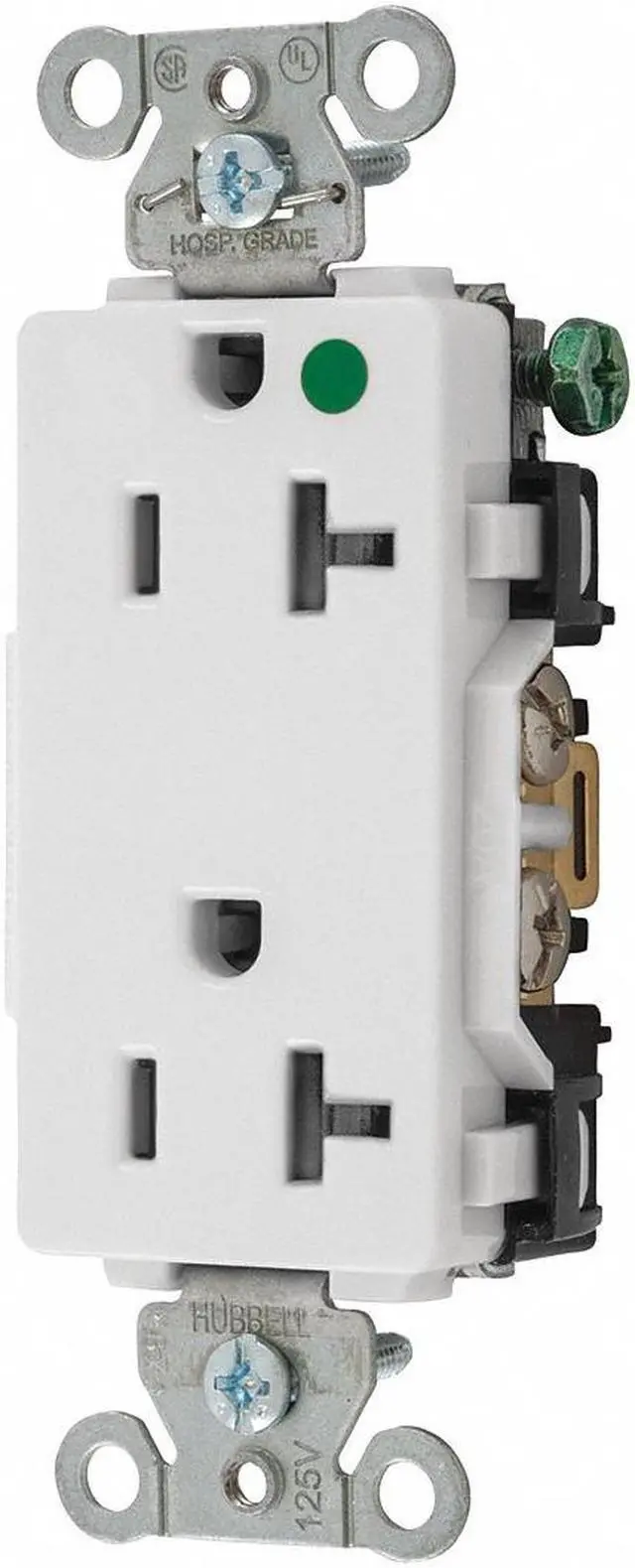Main image of HUBBELL WIRING DEVICE-KELLEMS 2182W Straight Blade Receptacle, 5-20R, 20 A,