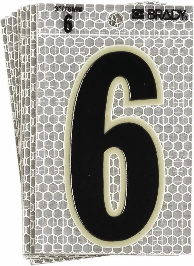 Alt view image 3 of 3 - BRADY 3010-6 Ultra Reflective Numbers,6,PK10