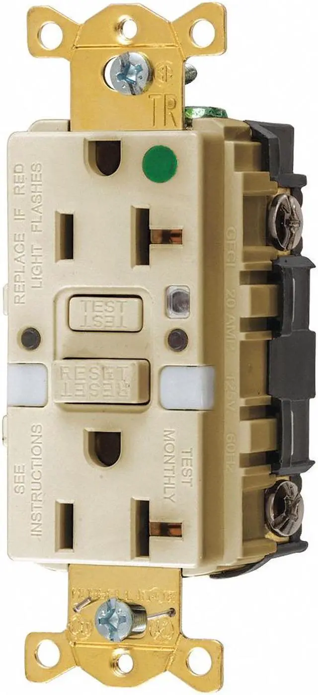 Main image of HUBBELL WIRING DEVICE-KELLEMS GFTRST83INL GFCI Rceptcle, Hspital, Ivry, 20A, 1