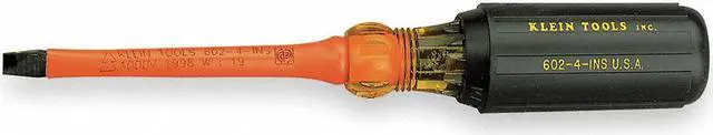 Alt view image 4 of 10 - KLEIN TOOLS 602-4-INS Insulated Screwdriver Slotted 1/4" 4 in Round