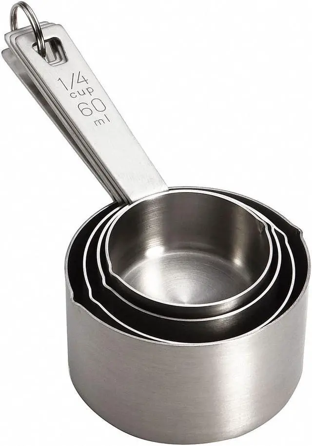 Main image of TABLECRAFT 725 Stainless Steel Measuring Cup Set, 1/4, 1/3, 1/2, 1