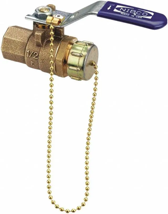 Alt view image 2 of 2 - NIBCO T5857066HC 3/4 3/4" FNPT x Hose Cap Bronze Ball Valve Inline