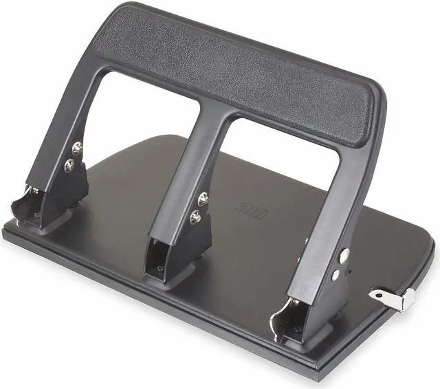 Alt view image 8 of 20 - Officemate Heavy-Duty Punch 3HP 9/32" Holes 40 Sht Cap. Metal Black 90089