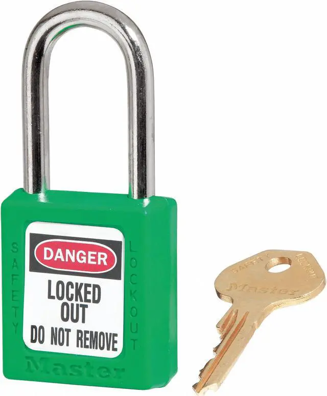 Main image of MASTER LOCK 410KAS3GRN Lockout Padlock, Keyed Alike, Thermoplastic, Green, 1