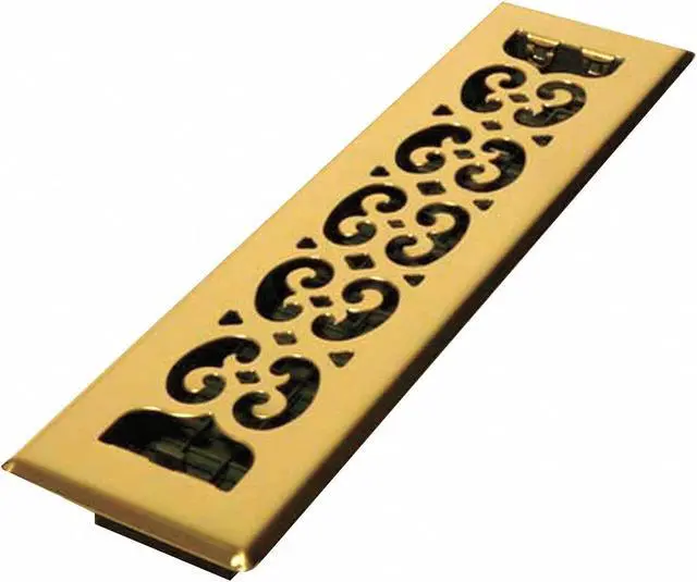 Main image of DECOR GRATES SPH214 Floor Register 3.75 X 15.5, Bright Brass, Brass