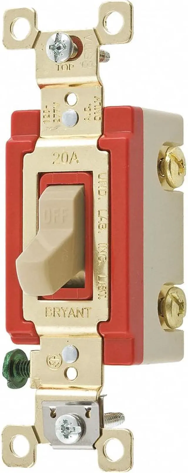 Main image of Wall Switch,Ivory,20A,1-Pole Switch BRYANT 4901GLI