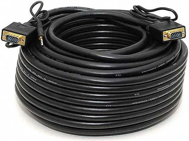 Alt view image 5 of 13 - Monoprice 100Ft Super Vga Hd15 M/M Cable W/ Stereo Audio And Triple Shielding