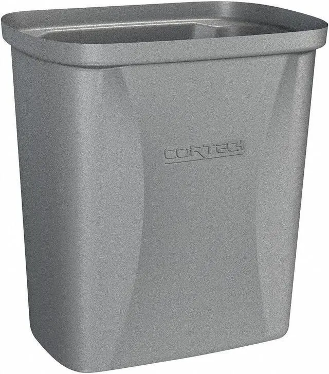 Main image of CORTECH 710BG 2-1/2 gal. Polyethylene Rectangular Trash Can, Gray