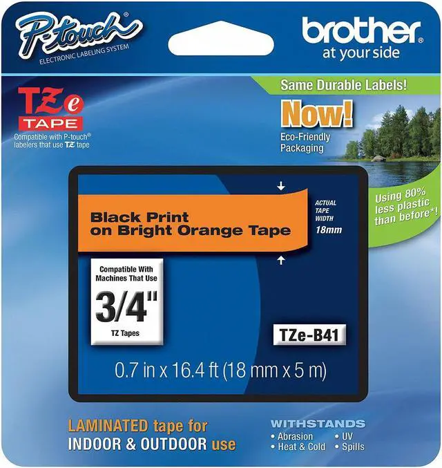 Main image of Brother Label Tape Cartridge Black/Fluorescent Orange   Asset Management TZeB41
