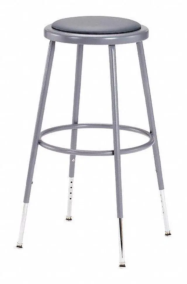 Alt view image 2 of 3 - NPS 6424H 6400 Series Height Adjustable Heavy Duty Vinyl Padded Steel Stool - Supports 500 lb - 25" to 33" Seat Height - Gray Seat/Base