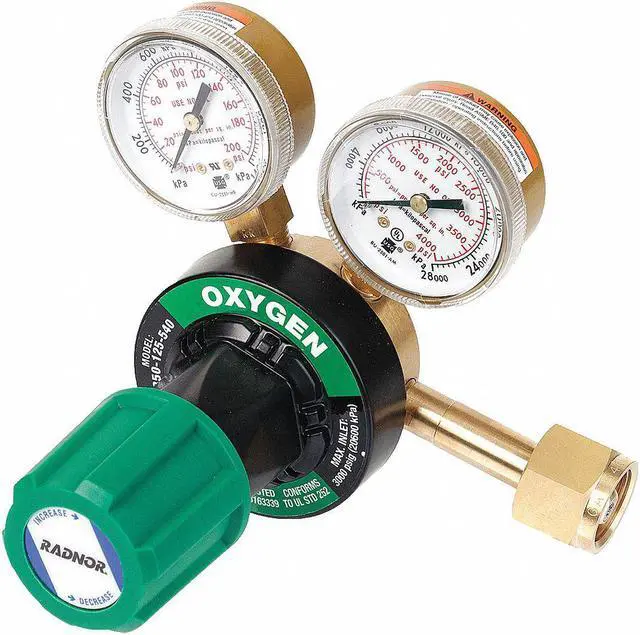 Alt view image 2 of 2 - RADNOR RAD64003034 Gas Regulator, Oxygen, Single Stage, 0.908"-14 Inlet,