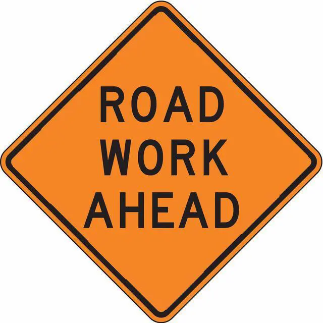Main image of LYLE W20-1D-30HA Work Ahead Sign,30 x 30In,BK/ORN,Text