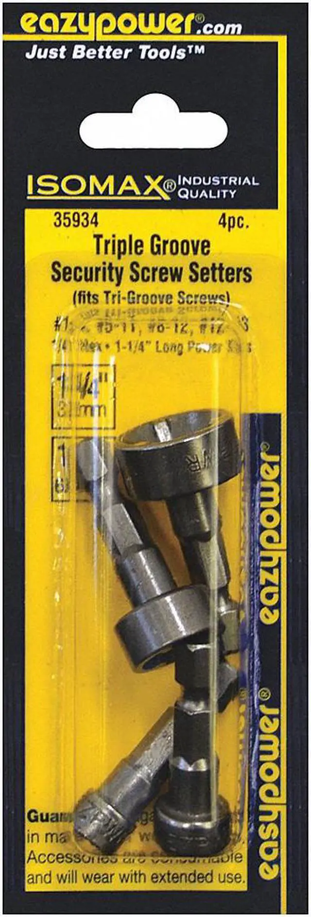 Main image of ZORO SELECT 35934 4 Piece Screwdriver Bit Set, 1/4"