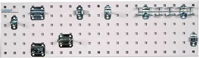 Main image of Triton Products LBS31T-WHT Tool Storage Kit with 1 31.5 x 9 in. 18 Gauge Steel Square Hole Pegboard & 8 Piece Loc Hook Assortment, White