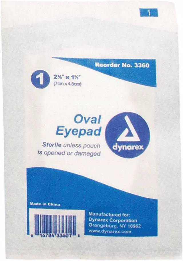 Main image of DYNAREX 3360 Oval Eye Pads, Strle, 1-5/8x2-5/8in, PK600