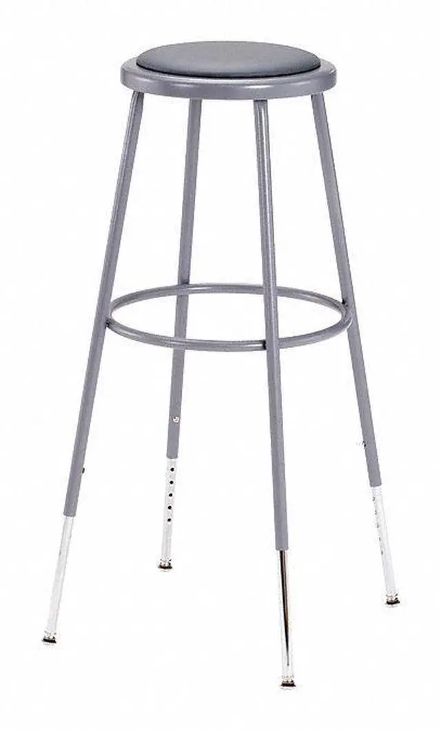Alt view image 2 of 2 - NPS 6430H 6400 Series Height Adjust Heavy Duty Vinyl Padded Steel Stool - Backless - Support 500lb - 30.5" to 38.5" Height - Gray Seat/Base